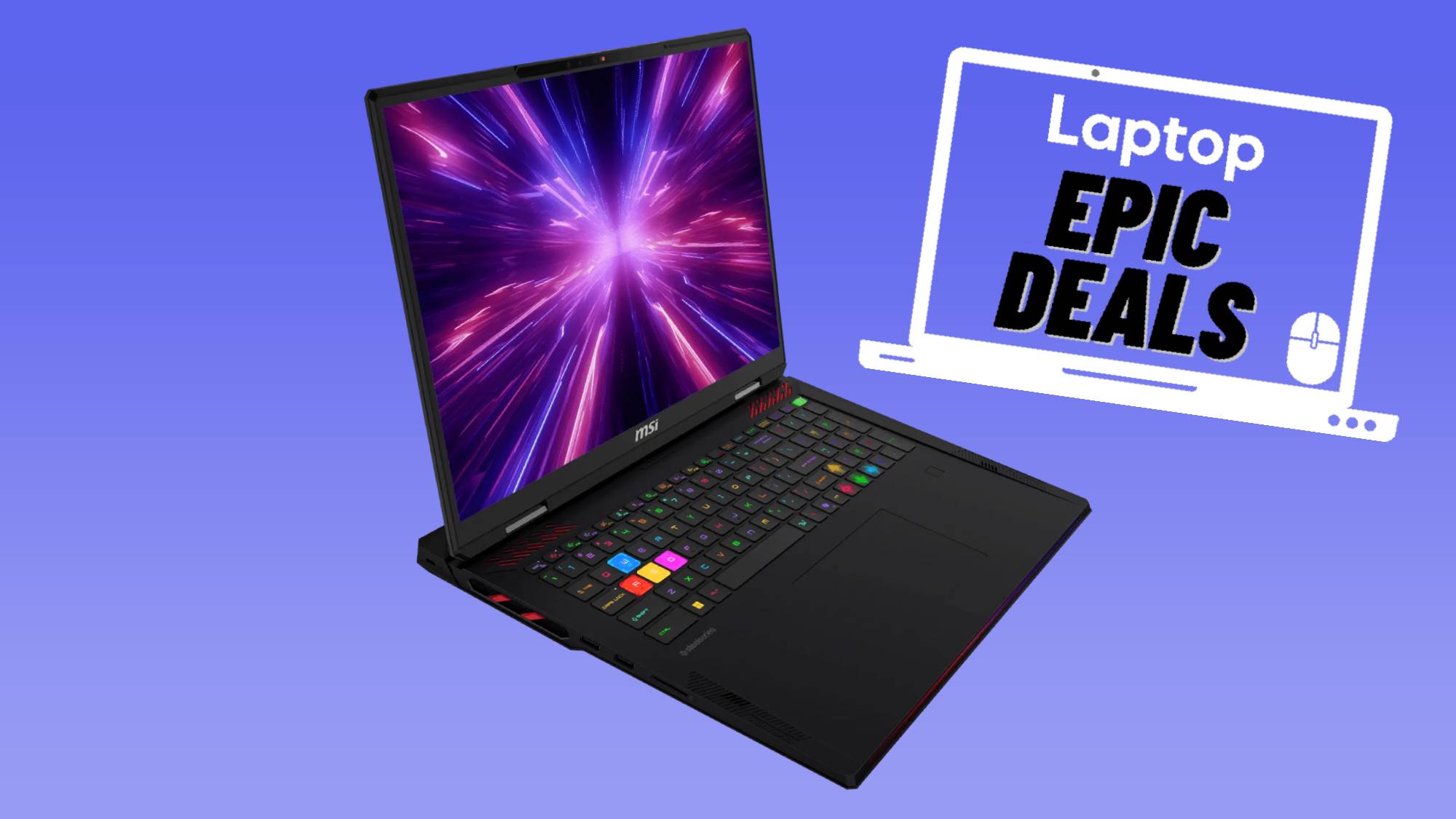 MSI Raider 18 HX gaming laptop against blue gradient background.