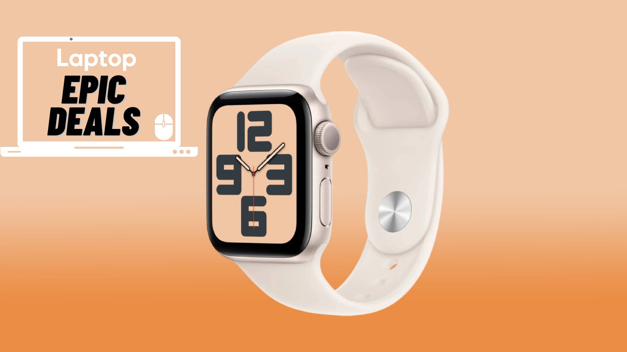 Apple Watch Series 10 with startlight aluminum case and starlight sport band against orange gradient background.
