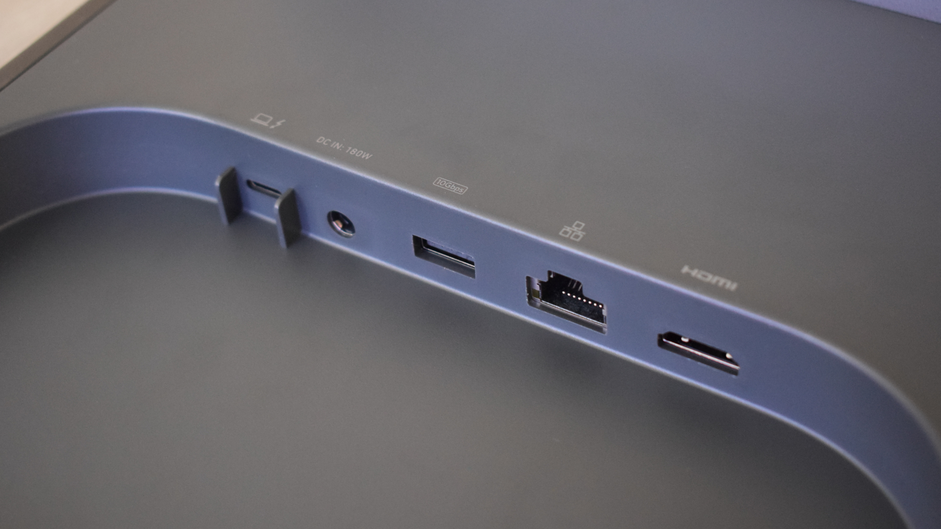 Photo of the Anker 675 USB-C Docking Station's underside ports